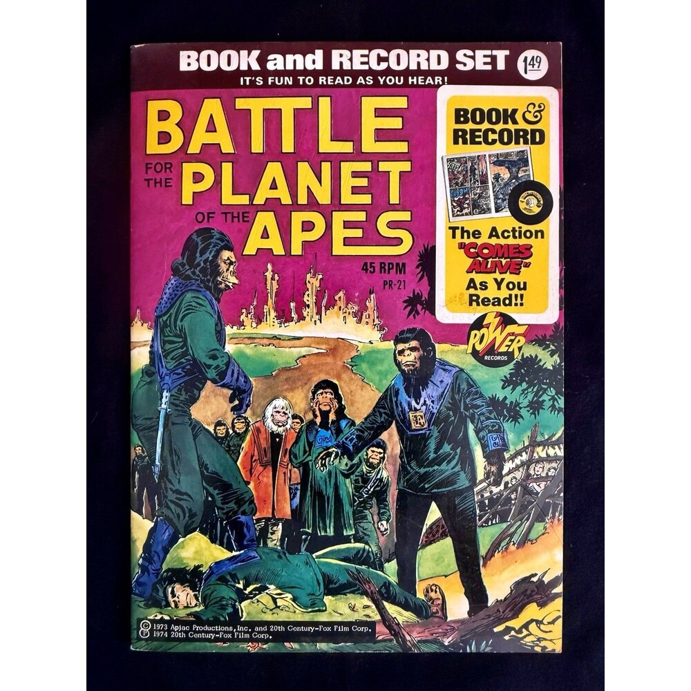 Battle For The Planet of the Apes Book & Record Vintage 1974 Near Perfect Condit